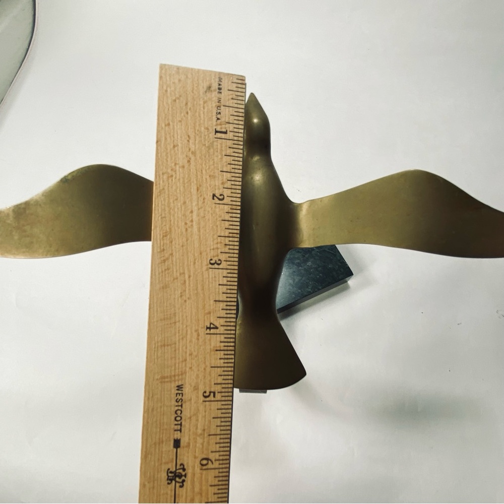 6" Vintage Mid Century Modern Solid Brass Sea Gull Sculpture Bird Marble Base - Picture 14 of 15